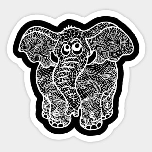 Elephant Zentangle - White Lace Sticker